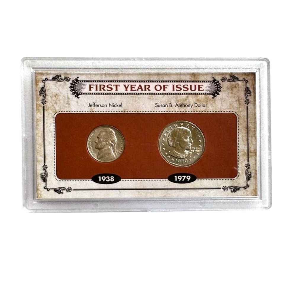 First Year of Issue Jefferson Nickel 1938 & Susan B. Anthony 1979 Coin Set